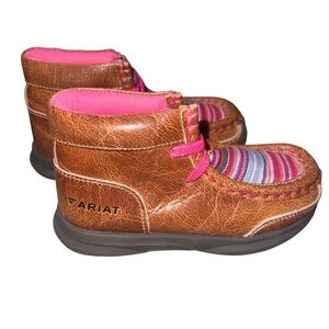 NWOT Ariat Lil' Stompers Toddler Aurora Casual Shoes Cowboy Boots Pink Stripes